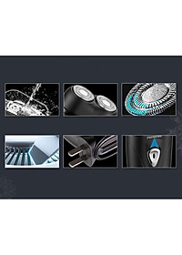 Máy Cạo Râu Sạc Điện 2 Lưỡi Poree PS187 Có Chứ Năng Tự Mài Miễn Thay Lưỡi