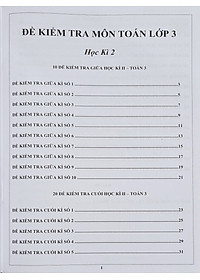 Combo Sách - Đề kiểm tra Toán 3 học kì I + II