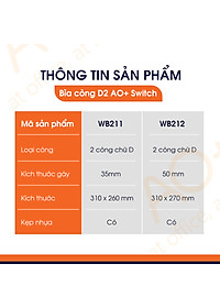 Bìa Còng D2 Switch ON AO+, Nhựa PP/ A4, 2 Nhẫn D (3.5cm/ 5cm)
