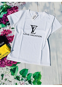 Áo thun nữ MXM form rộng cổ tim in chữ Love Vacation thun 4 chiều từ 45-60kg ( ANU010 )