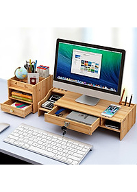 Kệ để máy tính đa năng Z08-2 NASI kệ màn hình máy tính để bàn bằng gỗ cứng chắc có hộc cất bàn phím ngăn kéo hộc để tài liệu văn phòng phẩm