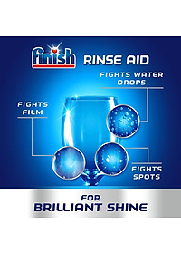 Nước làm bóng và khô chén, đĩa Finish Dishwasher Rinse Aid Shinier & Drier Dishes Lemon Sparkle 800ml QT004996 - hương chanh