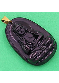 Mặt dây chuyền phật A Di Đà thạch anh đen 3.6cm - phật bản mệnh tuổi Tuất, Hợi