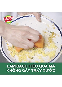 Combo 2 Miếng rửa chén hạt nổi không trầy xước Scotch-Brite 3M đa năng, mút kháng khuẩn, không bám cặn màu cam