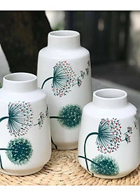 Set 3 lọ hoa decor gốm sứ Bát Tràng cao cấp cao 23