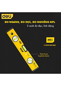 Thước Thủy Deli Cao Cấp Chính Hãng - Chất Liệu Hợp Kim Nhôm Siêu Bền, Chính Xác Tuyệt Đối, Tiện Dụng DL290230 EDL290400