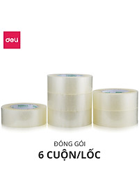 [Lốc 6 Cuộn] Băng Keo Trong , Băng Dính Dán Thùng Đóng Hàng Deli - 60/80/100/150/200 Yards - Dày Dai Chống Nước Khó Đứt 
