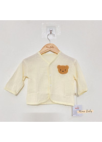 Áo dài tay cổ tim, áo cardigan thu đông đính gấu dễ thương cho bé QA40 Mimo Baby