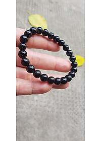 Vòng tay nữ thạch anh tóc đen dầy kín tự nhiên size hạt 8mm màu đen đậm bóng đẹp hợp mệnh thủy mệnh Mộc đeo đẹp may mắn hợp mệnh tuổi tốt sức khỏe công việc ạ