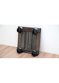 Đế Lót Chậu Cây Có Bánh Xe Thương Hiệu ANKAN, Đế Để Chậu Cây, Mặt Vuông Bằng Gỗ Tràm, Màu Đen Đường Kính 30 Cm, Tải Trọng 80kg - Hàng Xuất Khẩu