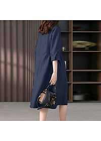 Đầm Nữ Dài Sơ Mi Haint Boutique Váy Công Sở Nữ Thiết Kế Chất Linen Phong Cách Hàn Quốc Vintage đi dự tiệc Da207