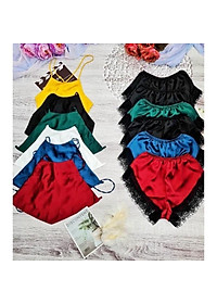 Đồ ngủ sexy / Yếm ngủ không mút ngực, chất liệu phi mềm, kèm quần ren gợi cảm