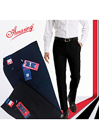 Quần tây nam Amazing màu đen và xanh đen, size 28 đến 40, form công sở truyền thống, không ly, ống suông
