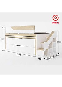 [Miễn phí vận chuyển & lắp đặt] Giường tầng trẻ em thông minh xếp gọn có bàn học và tủ Ohaha - GTXG011