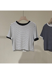 áo thun ngắn croptop sọc ngang mềm mịn cute