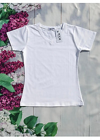 Áo thun nữ trơn cổ tim tay ngắn thun cotton 4 chiều form ôm body MXM ( ANU007 )