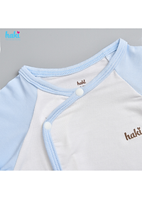 Bộ quần áo sơ sinh cài chéo, tay raglan phối màu vải Bamboo cao cấp Haki BB036, set dài tay cho bé trai bé gái từ 2,5 - 8kg, bộ sơ sinh sợi tre cho bé hàng chính hãng HAKI