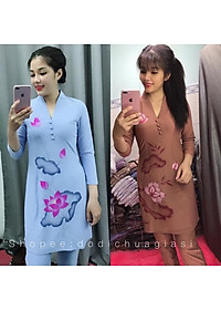 Đồ Lam Đi Chùa # CTân Bà Lai Hoa In # Vải Thun # Quần Áo Nữ # Đồ Bộ Nữ