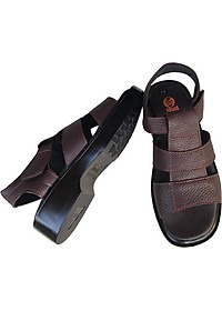 Giày sandal nam Trường Hải da bò thật mềm mại màu nâu đế PU nhẹ nhàng không trơn hình ảnh thật SD0474