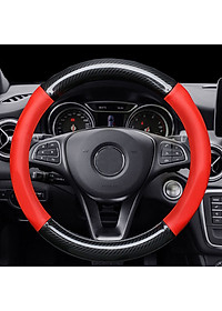 Bọc vô lăng TTAUTO cho xe ô tô từ 4 đến 7 chỗ chất liệu da vân carbon cao cấp (Đen-Đỏ)