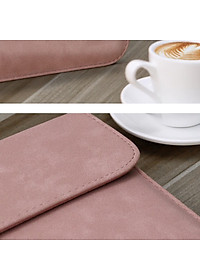 BAO DA, CẶP DA, TÚI DA CHỐNG SỐC CHO MACBOOK, SURFACE PRO, LAPTOP MÀU HỒNG - TẶNG KÈM VÍ ĐỰNG SẠC/ CHUỘT
