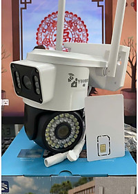 (Mẫu 2024) Camera 4G Yoosee 2 MẮT XEM 2 MÀN HÌNH 5.0MPX xoay 360 độ, xem đêm có màu, hỗ trợ đàm thoại 2 chiều - hàng chính hãng