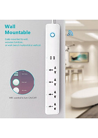Ổ Cắm Dài Thông Minh Wifi TUYA 4 Chấu & 2 cổng USB, điều khiển độc lập app Tuya Smart Life, Hẹn giờ Bật Tắt