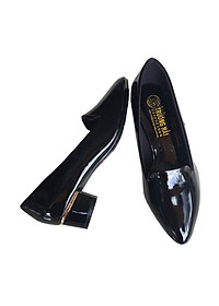 Giày cao gót nữ cao 3cm đen Trường Hải da bóng đế vuông CGN124