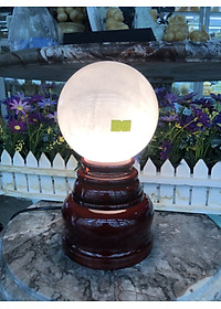 Chân đế đèn gỗ hìn tròn xoay cho quả cầu đá phong thủy đường kính nhỏ - Cao 12cm