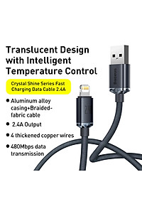 Cáp sạc nhanh, truyền dữ liệu tốc độ cao siêu bền Baseus Crystal Shine Series Fast Charging Data Cable IP 2.4A - Hàng chính hãng