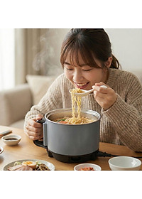 Nồi Lẩu Điện Mini 1.5L Mishio MK392 600W lòng nồi inox 304 không gỉ sét - hàng chính hãng