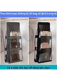 Túi treo bảo quản túi xách đa năng 6 ngăn- Kệ vải treo túi xách thông minh- Tổ chức túi xách treo tủ tiết kiệm không gian- Túi đựng túi xách treo tủ có móc- Giá treo túi xách ngăn cách chống bụi