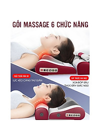 Gối massage cổ vai gáy thắt lưng kết hợp xoa bóp chườm nóng giúp giảm đau hiệu quả