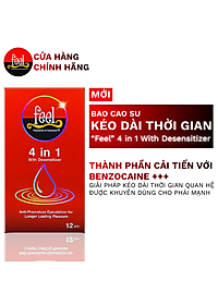 Bộ 3 hộp Bao cao su Feel 4 in 1 | Bao cao su kéo dài thời gian, size 52mm, hộp 12 bao