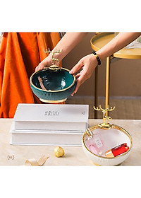 Bát Sứ Đựng Kẹo - Chìa Khóa - Phụ Kiện Decor 2022 | Âu Sứ Decor Kẻ Vàng Kim Vân Nổi Hình Hươu Mạ Vàng ( Hàng Có Sẵn )