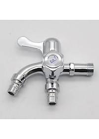 Vòi nước 2 đầu ra đa năng XRUI-HK, Vòi kép 2 van khóa gắn tường dành cho máy giặt