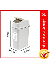 Thùng Rác Nắp Lật Hiro 5L Xuất Khẩu Thị Trường Nhật - Kháng Khuẩn Khử Mùi Phù Hợp Văn Phòng, Gia Đình