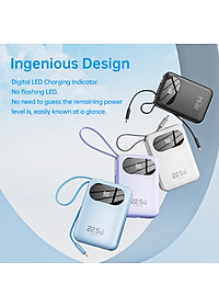 Pin sạc dự phòng Rockspace Y11 sạc nhanh 22.5w dung lượng 20000mAh có tích hợp kèm dây sạc - Hàng chính hãng bảo hành 12 tháng