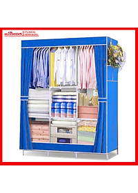 Tủ Quần Áo Cải Tiến Thế Hệ Mới, Tủ Vải Quần Áo 3 Buồng 8 Ngăn 1,7m Cao Cấp