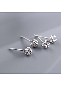 Bông tai hình khối S925 nhỏ xinh