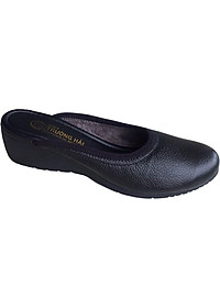 Dép bít mũi nữ Trường Hải đế xuồng cao 4cm da bò thật mềm mại BM177