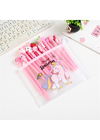 Combo 10 bút ngộ nghĩnh màu hường dễ thương tặng túi zip