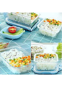 Bộ 2 Hộp Cơm Văn Phòng, Chất Liệu  Thủy Tinh Chịu Nhiệt Tốt, Nắp Nhựa PP Cao Cấp An Toàn Sức Khoẻ Kèm Túi Xách Tiện Lợi- Hàng Chính Hãng MINIIN
