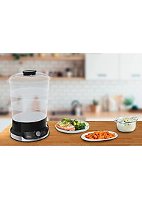 Nồi Hấp Điện 3 Tầng TEFAL Ultra Compact VC2048, Sản Xuất Tại Pháp, Hẹn Giờ Thông Minh, Dung Tích 9L, Công Suất 800W - Hàng Nhập Khẩu Đức