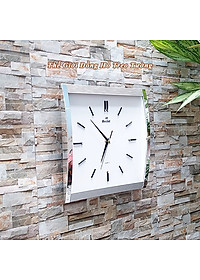 Đồng Hồ KIM TRÔI EASTAR Mặt Kính Cong Cao Cấp - Mặt Chữ nhật Ánh Kim - Tặng Pin Maxell - BH 1 Năm - Decor Trang Trí Treo Tường