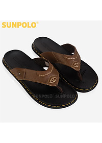 Dép Kẹp Xỏ Ngón Nam Da Bò SUNPOLO KEP205 Đế cao su (Đen, Nâu)