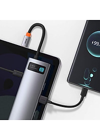 Hub chuyển đổi đa năng 8 trong 1 Baseus CAHUB-CV0G ( Type-C to HDMI/ USB3.0/ LAN / SD Card Reader/ Type C PD 100W, Multifunctional HUB) - HÀNG NHẬP KHẨU