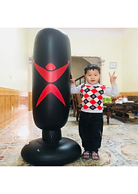 Trụ đấm bốc boxing bơm hơi tự đứng - bao cát đấm bốc boxing tự cân bằng phiên bản 5.0 tặng kèm găng tay boxing mma + bóng phản xạ boxing + bơm hơi + keo + miếng vá dự phòng