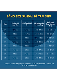 Dép quai hậu xăng đan cao cấp cho bé trai 2, 3, 4, 5, 6 tuổi quai dán thời trang siêu nhẹ chống trơn trượt phù hợp cho trẻ em đi học đi biển phong cách Hàn Quốc ST77