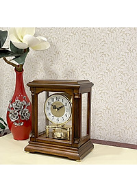 Đồng hồ để bàn Nhật Bản Rhythm CRH176NR06, Kt 23.5 x 28.0 x 15.0cm, 2.5kg Vỏ gỗ. Dùng Pin.